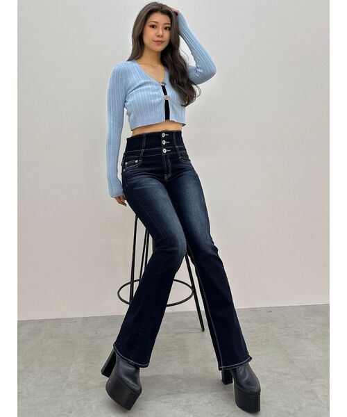 GYDA（ジェイダ）の「GDチャームニットカーディガン（カーディガン/ボレロ・レディース・スカイブルー/ブラック/オフホワイト・FREE）」の22枚目の写真