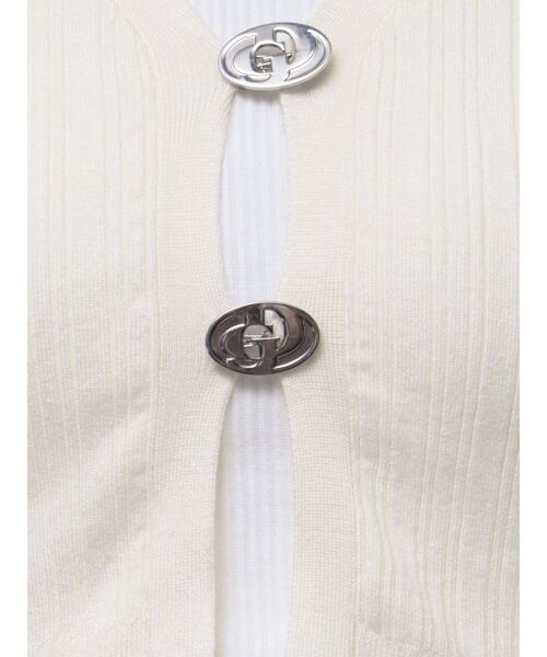 GYDA（ジェイダ）の「GDチャームニットカーディガン（カーディガン/ボレロ・レディース・スカイブルー/ブラック/オフホワイト・FREE）」の8枚目の写真