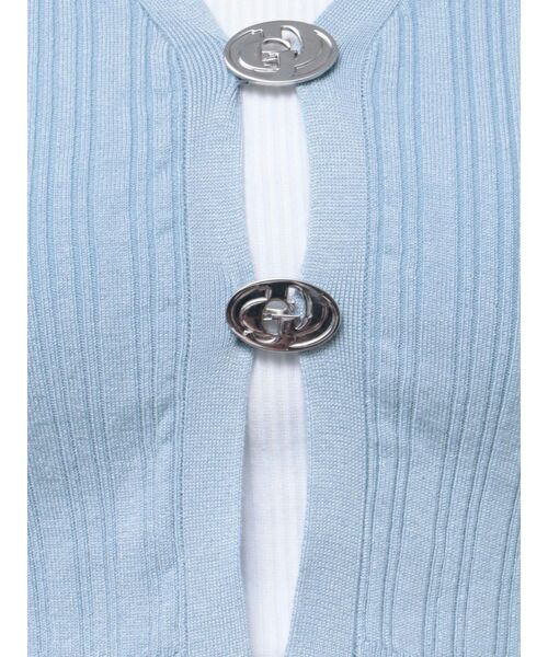 GYDA（ジェイダ）の「GDチャームニットカーディガン（カーディガン/ボレロ・レディース・スカイブルー/ブラック/オフホワイト・FREE）」の9枚目の写真