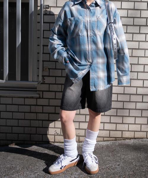 WEGO(ウィゴー)の「WEGO/【25年春夏新作】ヴィンテージライクBIGチェックシャツ(シャツ/ブラウス・レディース・ブラック/ネイビー/サックスブルー/ピンク・FREE)」の7枚目の写真