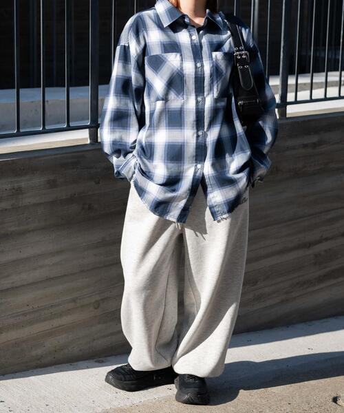 WEGO(ウィゴー)の「WEGO/【25年春夏新作】ヴィンテージライクBIGチェックシャツ(シャツ/ブラウス・レディース・ブラック/ネイビー/サックスブルー/ピンク・FREE)」の6枚目の写真