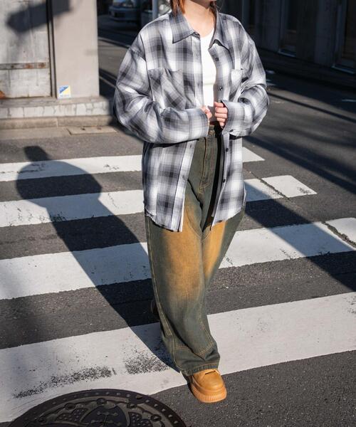 WEGO(ウィゴー)の「WEGO/【25年春夏新作】ヴィンテージライクBIGチェックシャツ(シャツ/ブラウス・レディース・ブラック/ネイビー/サックスブルー/ピンク・FREE)」の5枚目の写真