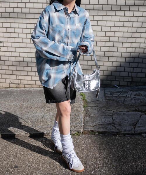 WEGO(ウィゴー)の「WEGO/【25年春夏新作】ヴィンテージライクBIGチェックシャツ(シャツ/ブラウス・レディース・ブラック/ネイビー/サックスブルー/ピンク・FREE)」の22枚目の写真