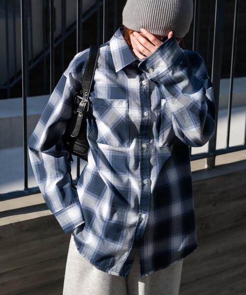 WEGO(ウィゴー)の「WEGO/【25年春夏新作】ヴィンテージライクBIGチェックシャツ(シャツ/ブラウス・レディース・ブラック/ネイビー/サックスブルー/ピンク・FREE)」の18枚目の写真