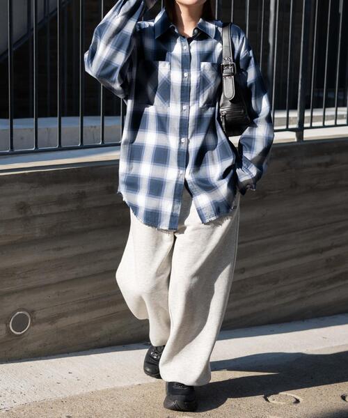 WEGO(ウィゴー)の「WEGO/【25年春夏新作】ヴィンテージライクBIGチェックシャツ(シャツ/ブラウス・レディース・ブラック/ネイビー/サックスブルー/ピンク・FREE)」の19枚目の写真