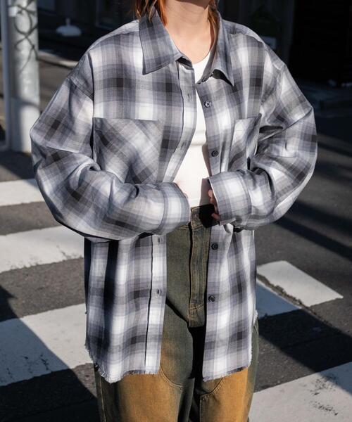 WEGO(ウィゴー)の「WEGO/【25年春夏新作】ヴィンテージライクBIGチェックシャツ(シャツ/ブラウス・レディース・ブラック/ネイビー/サックスブルー/ピンク・FREE)」の14枚目の写真