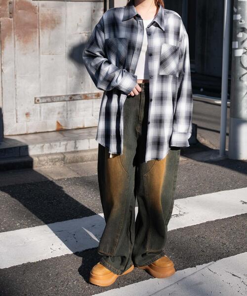 WEGO(ウィゴー)の「WEGO/【25年春夏新作】ヴィンテージライクBIGチェックシャツ(シャツ/ブラウス・レディース・ブラック/ネイビー/サックスブルー/ピンク・FREE)」の16枚目の写真