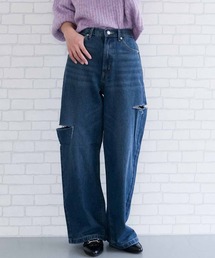 ダメージストレートデニムパンツ