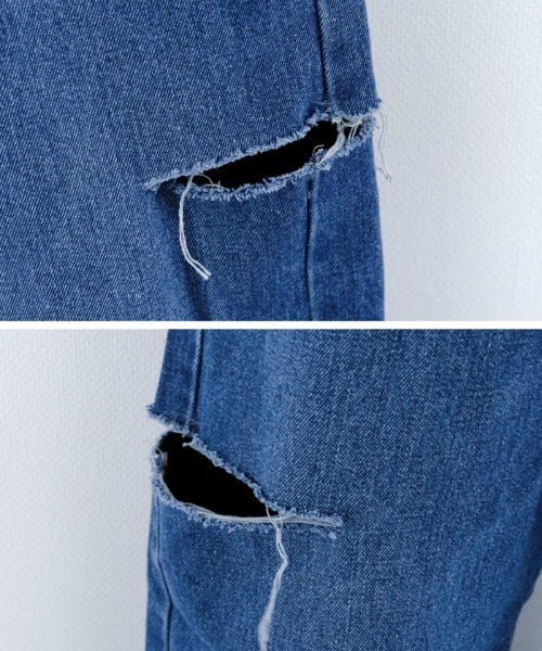 aquagarage(アクアガレージ)の「ダメージストレートデニムパンツ(デニムパンツ・レディース・サックスブルー/アイボリー/ブラック/ブルー/ブラック系その他・L/M)」の13枚目の写真