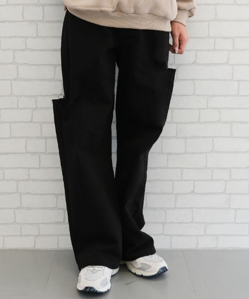 aquagarage(アクアガレージ)の「ダメージストレートデニムパンツ(デニムパンツ・レディース・サックスブルー/アイボリー/ブラック/ブルー/ブラック系その他・L/M)」の14枚目の写真