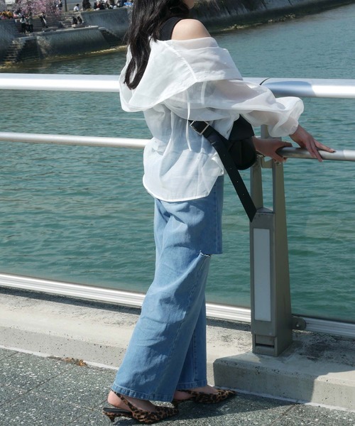 aquagarage(アクアガレージ)の「ダメージストレートデニムパンツ(デニムパンツ・レディース・サックスブルー/アイボリー/ブラック/ブルー/ブラック系その他・L/M)」の19枚目の写真