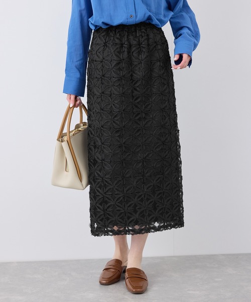 ROPE' PICNIC（ロペピクニック）の「フラワーチュールレースアイラインスカート（スカート・レディース・ライトグレー/ブラック/オフホワイト・36/38）」の2枚目の写真