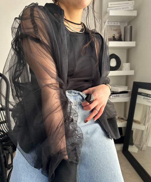 deux amour（ドゥーザムール）の「Wシアーブルゾン（ブルゾン・レディース・ベージュ/グレー/ブラック・FREE）」の6枚目の写真