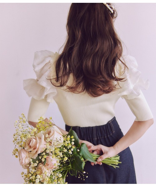 PEACH JOHN（ピーチジョン）の「ボリュームギャザーデニム風スカート（スカート・レディース・ネイビー/ライトブルー/ブルー・SMALL/MEDIUM）」の8枚目の写真