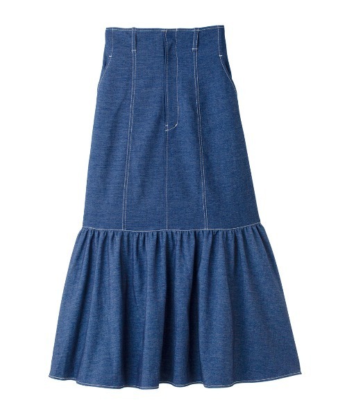 PEACH JOHN（ピーチジョン）の「ボリュームギャザーデニム風スカート（スカート・レディース・ネイビー/ライトブルー/ブルー・SMALL/MEDIUM）」の20枚目の写真