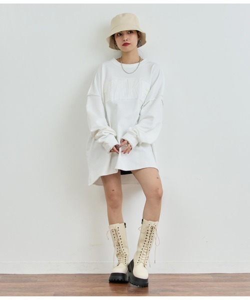 ANAP（アナップ）の「ロゴアウトシームトップス（Tシャツ/カットソー・レディース・ブラック/ホワイト/ピンク・FREE）」の6枚目の写真