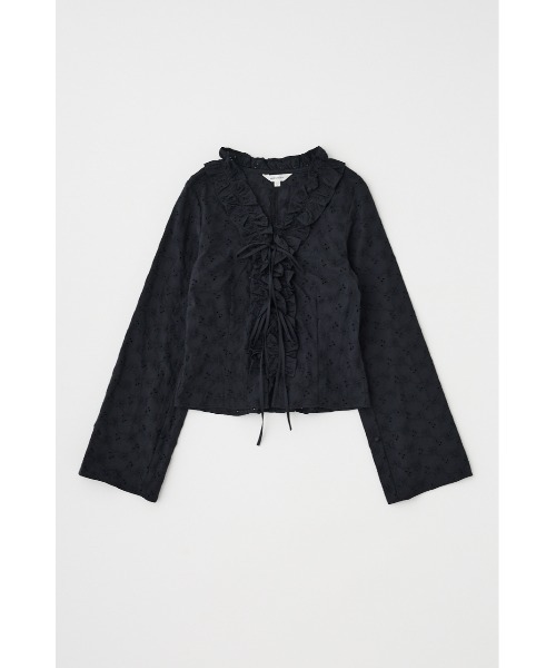 MOUSSY(マウジー)の「FRONT TIE EYELET シャツ(シャツ/ブラウス・レディース・ブラック/ライトイエロー/ホワイト・FREE)」の13枚目の写真