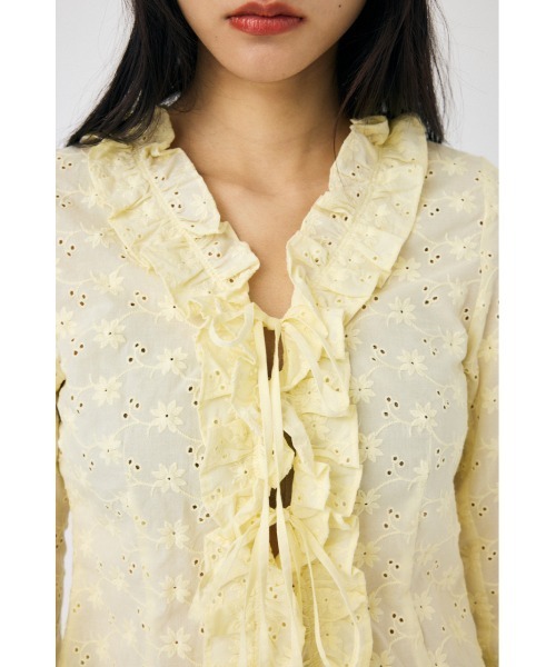 MOUSSY(マウジー)の「FRONT TIE EYELET シャツ(シャツ/ブラウス・レディース・ブラック/ライトイエロー/ホワイト・FREE)」の22枚目の写真