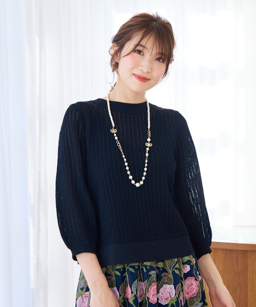 Rose Tiara（ローズティアラ）の「【２WAY】リボンニットプルオーバー（ニット/セーター・レディース・ホワイト/オフホワイト/ブラック・42/38/46）」の12枚目の写真