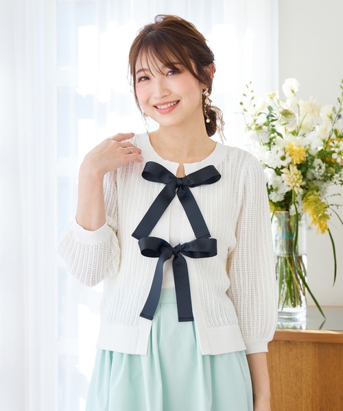 Rose Tiara（ローズティアラ）の「【２WAY】リボンニットプルオーバー（ニット/セーター・レディース・ホワイト/オフホワイト/ブラック・42/38/46）」の5枚目の写真