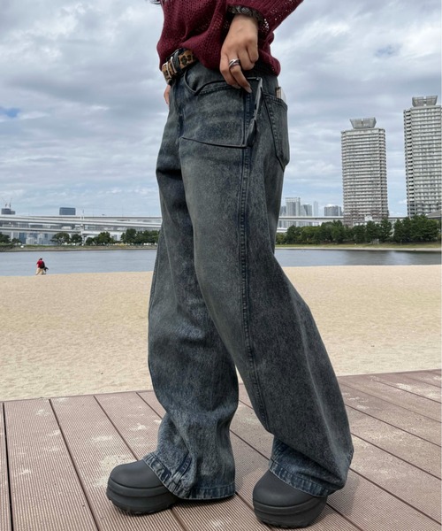 セール】ケミカルウォッシュカーブデニム（デニムパンツ