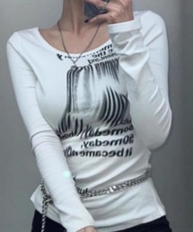 ニュアンスプリントロングスリーブロンT