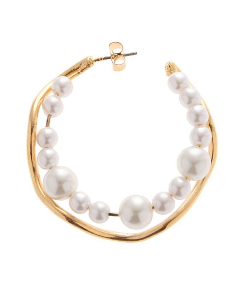 EVRIS（エヴリス）の「PEARL MIX HOOPピアス（ピアス（両耳用）・レディース・シルバー/ゴールド・FREE）」の8枚目の写真