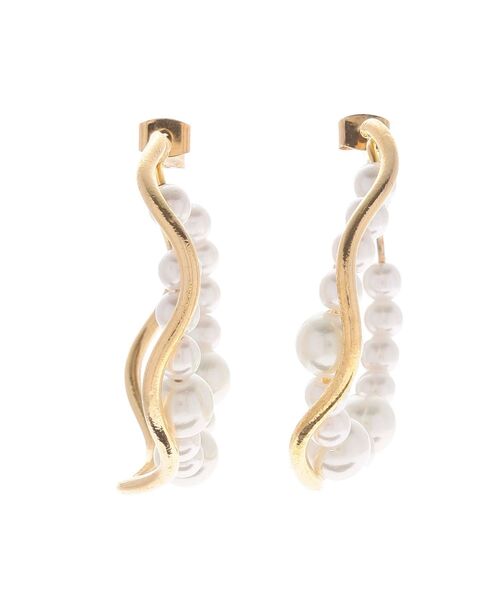 EVRIS（エヴリス）の「PEARL MIX HOOPピアス（ピアス（両耳用）・レディース・シルバー/ゴールド・FREE）」の6枚目の写真