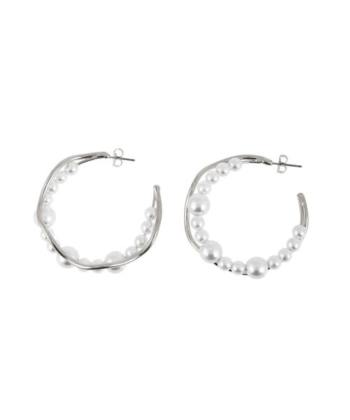 EVRIS（エヴリス）の「PEARL MIX HOOPピアス（ピアス（両耳用）・レディース・シルバー/ゴールド・FREE）」の4枚目の写真