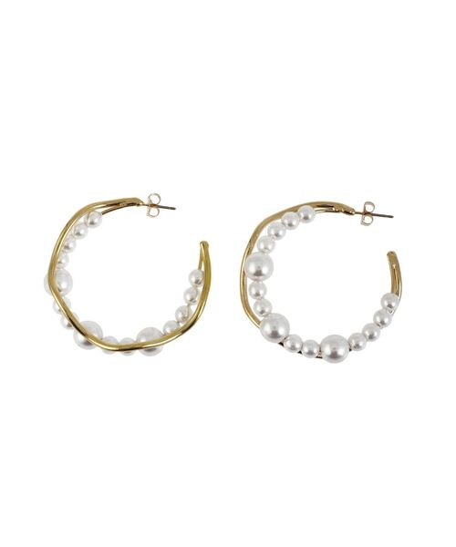 EVRIS（エヴリス）の「PEARL MIX HOOPピアス（ピアス（両耳用）・レディース・シルバー/ゴールド・FREE）」の3枚目の写真