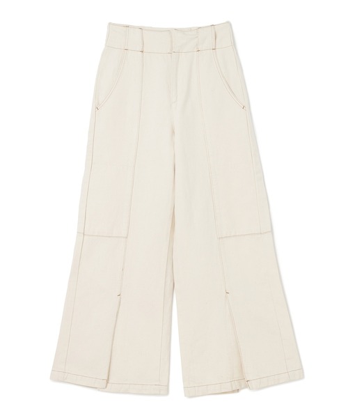 LIVINGTONE（リヴィントーン）の「LIVINGTONE(リヴィントーン) VANDAL - Baker high rise wide with slit（デニムパンツ・レディース・ホワイト/インディゴブルー・36/38/34）」の2枚目の写真