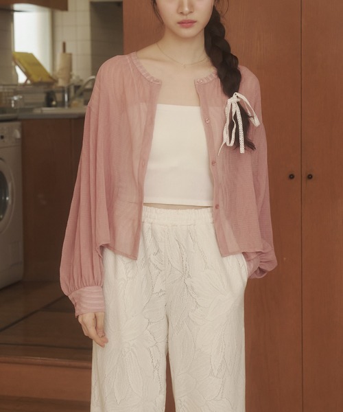 REMOON(リムーン)の「楊柳シアーシャツブラウス(シャツ/ブラウス・レディース・ピンク/ブラック/オフホワイト・FREE)」の3枚目の写真