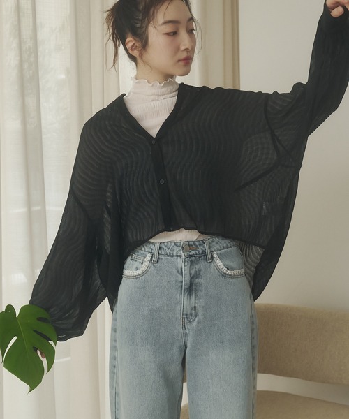 REMOON(リムーン)の「楊柳シアーシャツブラウス(シャツ/ブラウス・レディース・ピンク/ブラック/オフホワイト・FREE)」の1枚目の写真