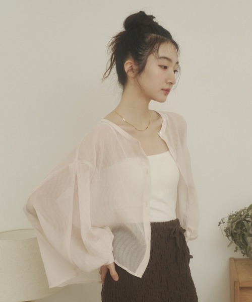 REMOON(リムーン)の「楊柳シアーシャツブラウス(シャツ/ブラウス・レディース・ピンク/ブラック/オフホワイト・FREE)」の11枚目の写真