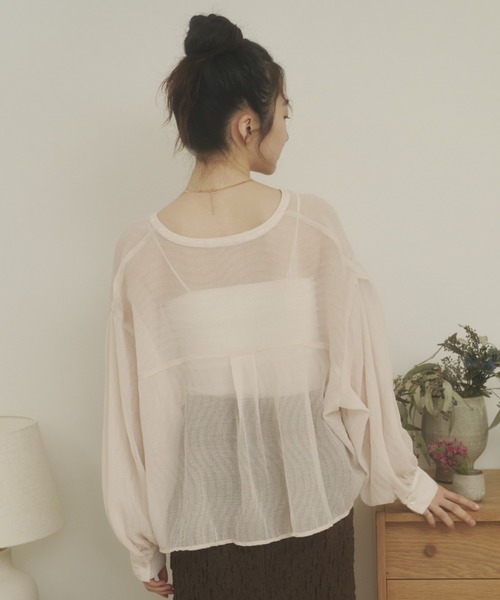 REMOON(リムーン)の「楊柳シアーシャツブラウス(シャツ/ブラウス・レディース・ピンク/ブラック/オフホワイト・FREE)」の12枚目の写真