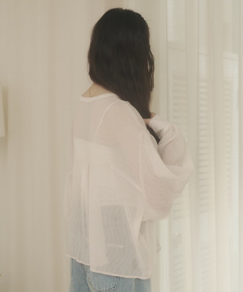 REMOON(リムーン)の「楊柳シアーシャツブラウス(シャツ/ブラウス・レディース・ピンク/ブラック/オフホワイト・FREE)」の8枚目の写真