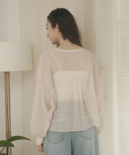 REMOON(リムーン)の「楊柳シアーシャツブラウス(シャツ/ブラウス・レディース・ピンク/ブラック/オフホワイト・FREE)」の9枚目の写真