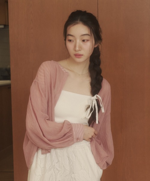 REMOON(リムーン)の「楊柳シアーシャツブラウス(シャツ/ブラウス・レディース・ピンク/ブラック/オフホワイト・FREE)」の18枚目の写真