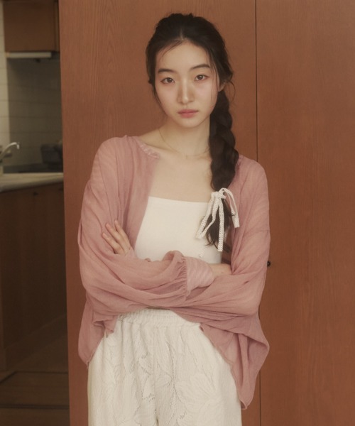 REMOON(リムーン)の「楊柳シアーシャツブラウス(シャツ/ブラウス・レディース・ピンク/ブラック/オフホワイト・FREE)」の19枚目の写真