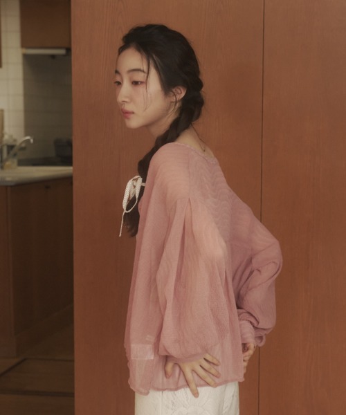 REMOON(リムーン)の「楊柳シアーシャツブラウス(シャツ/ブラウス・レディース・ピンク/ブラック/オフホワイト・FREE)」の21枚目の写真