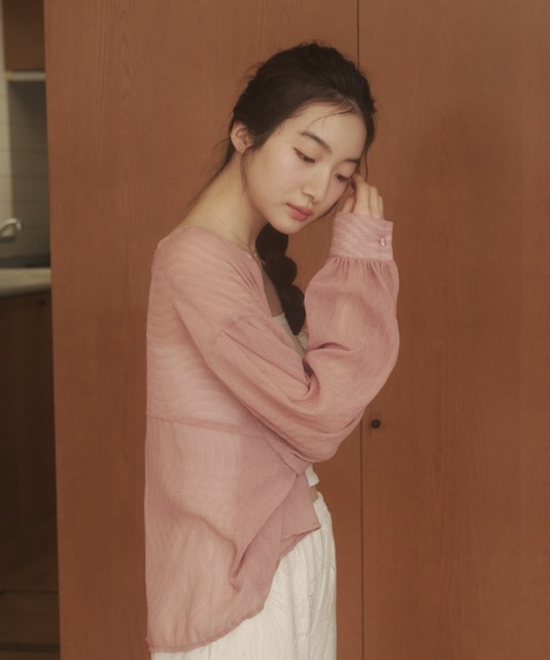 REMOON(リムーン)の「楊柳シアーシャツブラウス(シャツ/ブラウス・レディース・ピンク/ブラック/オフホワイト・FREE)」の22枚目の写真