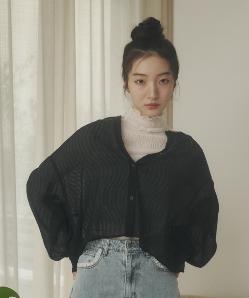 REMOON(リムーン)の「楊柳シアーシャツブラウス(シャツ/ブラウス・レディース・ピンク/ブラック/オフホワイト・FREE)」の13枚目の写真