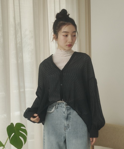 REMOON(リムーン)の「楊柳シアーシャツブラウス(シャツ/ブラウス・レディース・ピンク/ブラック/オフホワイト・FREE)」の14枚目の写真