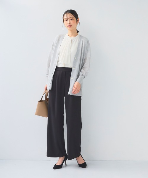 CROSS FUNCTION(クロスファンクション)の「《シワになりにくい》正解シルキードライラッフル半袖ブラウス【CF/クロスファンクション】(シャツ/ブラウス・レディース・ライラック/オフホワイト/ライトグレー・L/M/LL)」の18枚目の写真