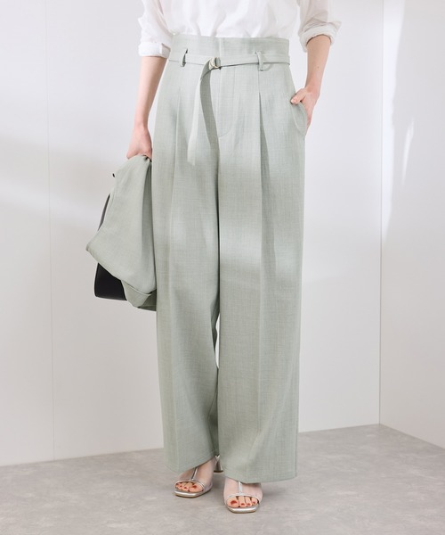 ROPE' PICNIC(ロペピクニック)の「【抗菌防臭・接触冷感・UVカット】カナパハイウエストパンツ/セットアップ対応(その他パンツ・レディース・グレー/ネイビー/グリーン系その他/ベージュ・40/38/36)」の3枚目の写真