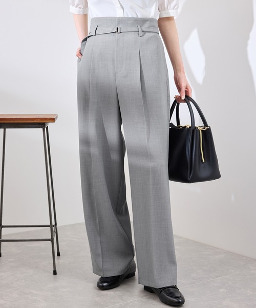 ROPE' PICNIC(ロペピクニック)の「【抗菌防臭・接触冷感・UVカット】カナパハイウエストパンツ/セットアップ対応(その他パンツ・レディース・グレー/ネイビー/グリーン系その他/ベージュ・40/38/36)」の2枚目の写真