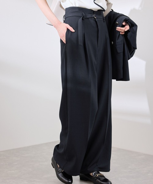 ROPE' PICNIC(ロペピクニック)の「【抗菌防臭・接触冷感・UVカット】カナパハイウエストパンツ/セットアップ対応(その他パンツ・レディース・グレー/ネイビー/グリーン系その他/ベージュ・40/38/36)」の13枚目の写真