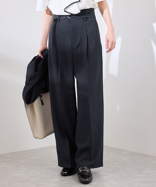 ROPE' PICNIC(ロペピクニック)の「【抗菌防臭・接触冷感・UVカット】カナパハイウエストパンツ/セットアップ対応(その他パンツ・レディース・グレー/ネイビー/グリーン系その他/ベージュ・40/38/36)」の14枚目の写真