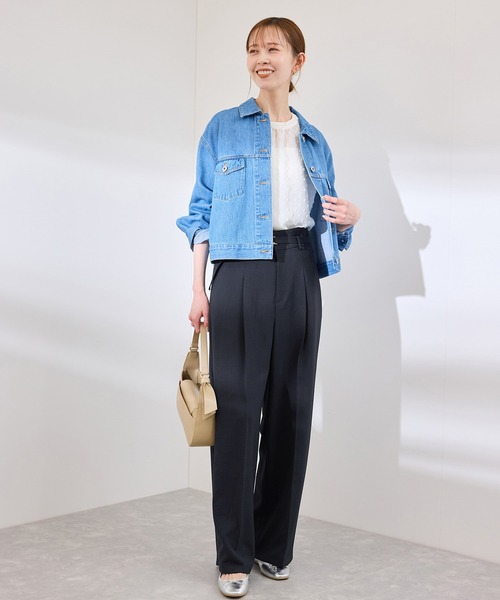 ROPE' PICNIC(ロペピクニック)の「【抗菌防臭・接触冷感・UVカット】カナパハイウエストパンツ/セットアップ対応(その他パンツ・レディース・グレー/ネイビー/グリーン系その他/ベージュ・40/38/36)」の16枚目の写真