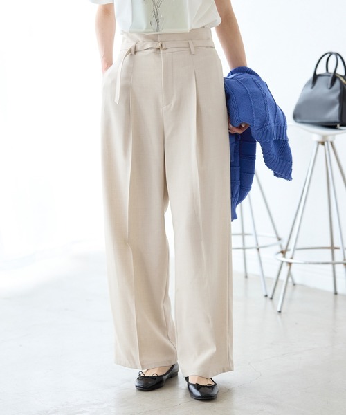 ROPE' PICNIC(ロペピクニック)の「【抗菌防臭・接触冷感・UVカット】カナパハイウエストパンツ/セットアップ対応(その他パンツ・レディース・グレー/ネイビー/グリーン系その他/ベージュ・40/38/36)」の9枚目の写真